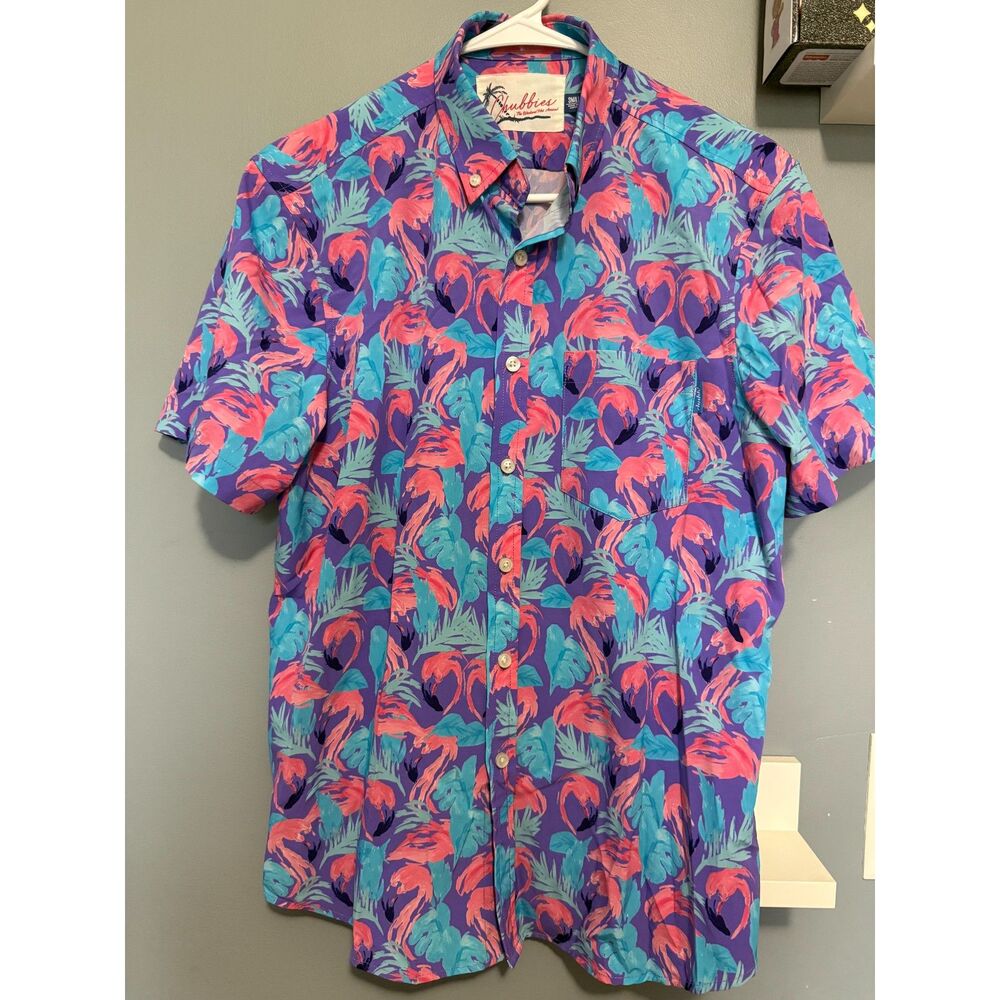 Men's Chubbies Flamingo Print Button-Down Shirt | Size Small | Tropical Menswear